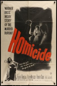 8y383 HOMICIDE 1sh 1949 sexy smoking Helen Westcott is the girl who taught men facts of death!