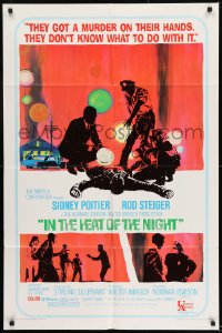 8y416 IN THE HEAT OF THE NIGHT 1sh 1967 Sidney Poitier, Rod Steiger, Warren Oates, cool crime art!