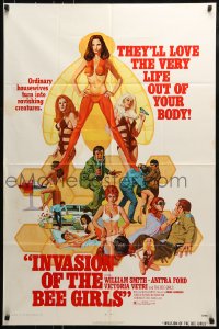 8y419 INVASION OF THE BEE GIRLS 1sh 1973 they'll love the very life out of your body, cool art!