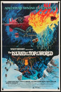 8y423 ISLAND AT THE TOP OF THE WORLD 1sh 1974 Disney's adventure beyond imagination, cool art!