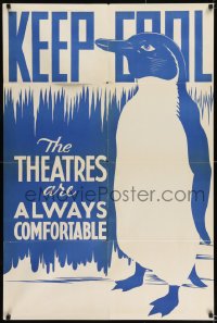 8y437 KEEP COOL 1sh 1940s great art of Arctic penguin, the theatres are always comfortable!