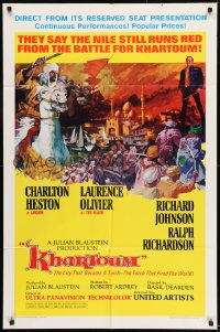 8y440 KHARTOUM style A 1sh 1966 art of Charlton Heston & Laurence Olivier, great Renato Fratini art!