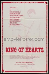 8y447 KING OF HEARTS 1sh R1974 Philippe De Broca's Le Roi de coeur, Bates, Genevieve Bujold