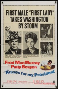 8y451 KISSES FOR MY PRESIDENT 1sh 1964 Fred MacMurray, Polly Bergen, is America prepared!