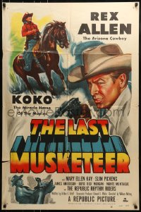 8y462 LAST MUSKETEER 1sh 1952 art of Arizona Cowboy Rex Allen & Koko, Miracle Horse of the Movies!