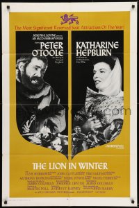 8y478 LION IN WINTER style B 1sh 1968 Katharine Hepburn as Eleanor, Peter O'Toole as Henry II!