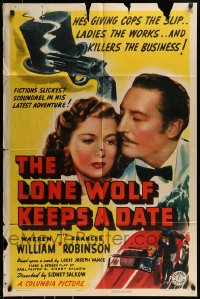 8y481 LONE WOLF KEEPS A DATE 1sh 1940 Warren William is giving Frances Robinson the works!