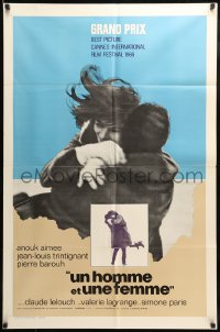 8y502 MAN & A WOMAN int'l 1sh 1968 Claude Lelouch's Un homme et une femme, Anouk Aimee, Trintignant
