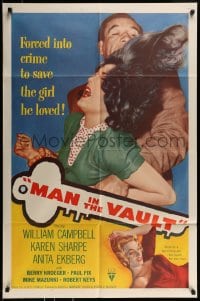 8y508 MAN IN THE VAULT 1sh 1956 directed by Andrew V. McLaglen, sexy two-timing Anita Ekberg!