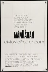 8y511 MANHATTAN 1sh 1979 Woody Allen & Diane Keaton, New York City title design by Burt Kleeger!