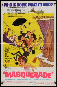 8y525 MASQUERADE 1sh 1965 Cliff Robertson, great wacky Jack Rickard artwork!
