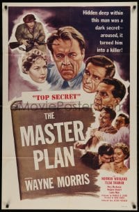 8y526 MASTER PLAN 1sh 1956 Wayne Morris & Tilda Thamar, communist spy thriller!