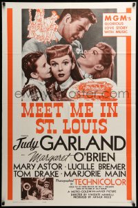 8y531 MEET ME IN ST. LOUIS 1sh R1962 Judy Garland, Margaret O'Brien, MGM classic musical!