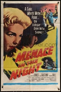 8y533 MENACE IN THE NIGHT 1sh 1958 a girl white with fear on a night dark with shame!