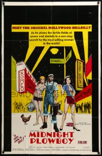 8y539 MIDNIGHT PLOWBOY 1sh 1971 hillbilly sex in Hollywood, Midnight Cowboy parody!