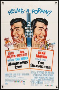 8y563 MURDERERS' ROW/SILENCERS 1sh 1967 Dean Martin in two great Matt Helm hits, McGinnis art!