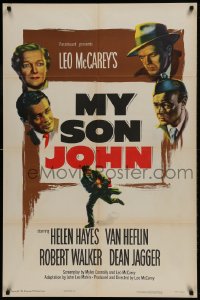 8y572 MY SON JOHN 1sh 1952 art of Communist Robert Walker, directed by Leo McCarey!