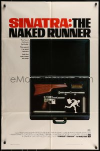8y574 NAKED RUNNER 1sh 1967 Frank Sinatra, cool image of sniper rifle gun dismantled in suitcase!