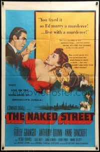 8y576 NAKED STREET 1sh 1955 Anthony Quinn arranges for Anne Bancroft to marry murderer Granger!