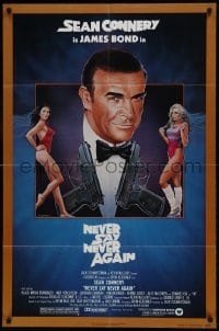 8y587 NEVER SAY NEVER AGAIN 1sh 1983 art of Sean Connery as James Bond 007 by Rudy Obrero!