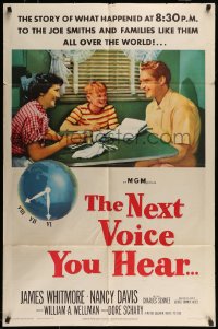 8y590 NEXT VOICE YOU HEAR 1sh 1950 James Whitmore, Nancy Davis & God on the radio!