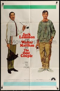 8y605 ODD COUPLE 1sh 1968 art of best friends Walter Matthau & Jack Lemmon by Robert McGinnis!
