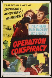 8y615 OPERATION CONSPIRACY 1sh 1957 they're trapped in a web of intrigue, mystery & murder!