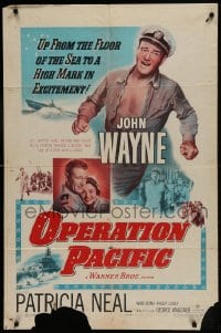 8y617 OPERATION PACIFIC 1sh 1951 great images of Navy sailor John Wayne & Patricia Neal!