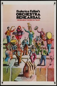 8y619 ORCHESTRA REHEARSAL 1sh 1979 Federico Fellini's Prova d'orchestra, cool Bonhomme art!