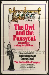 8y623 OWL & THE PUSSYCAT 1sh 1970 sexiest Barbra Streisand, no longer a story for children!