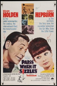 8y626 PARIS WHEN IT SIZZLES 1sh 1964 close-up of pretty Audrey Hepburn & William Holden!