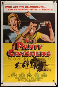 8y629 PARTY CRASHERS 1sh 1958 Frances Farmer, who are the delinquents, kids or their parents?