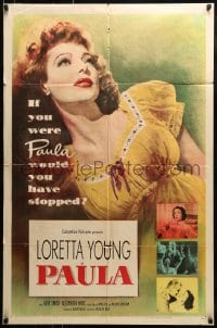 8y632 PAULA 1sh 1952 really pretty Loretta Young had only gone half-way to love before!