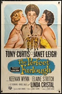 8y636 PERFECT FURLOUGH 1sh 1958 great artwork of Tony Curtis in uniform, Janet Leigh!