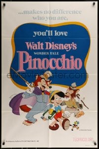 8y642 PINOCCHIO 1sh R1978 Disney classic fantasy cartoon about a wooden boy who wants to be real!