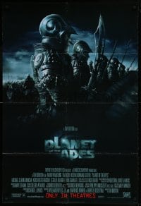 8y646 PLANET OF THE APES style B int'l DS 1sh 2001 Tim Burton, great image of huge ape army!
