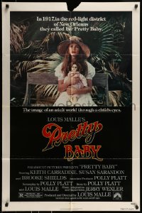 8y662 PRETTY BABY 1sh 1978 directed by Louis Malle, young Brooke Shields sitting with doll!