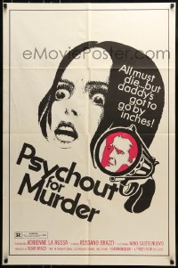 8y671 PSYCHOUT FOR MURDER 1sh 1971 Salvare la faccia, Rossano Brazzi, Larussa, giallo horror!