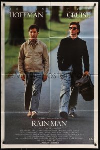 8y686 RAIN MAN advance 1sh 1988 Tom Cruise & autistic Dustin Hoffman, directed by Barry Levinson!