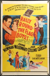 8y690 RALLY ROUND THE FLAG BOYS 1sh 1959 Paul Newman loves Joanne Woodward!