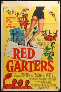 8y693 RED GARTERS 1sh 1954 Rosemary Clooney, Jack Carson, western musical, sexy legs!