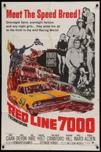 8y694 RED LINE 7000 1sh 1965 Howard Hawks, James Caan, car racing artwork, meet the speed breed!