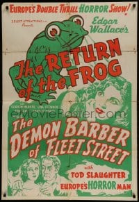 8y698 RETURN OF THE FROG/DEMON BARBER OF FLEET STREET 1sh 1940s English horror double-feature!