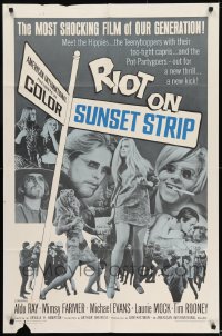 8y702 RIOT ON SUNSET STRIP 1sh 1967 hippies with too-tight capris, crazy pot-partygoers!