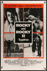 8y707 ROCKY/ROCKY II 1sh 1980 Sylvester Stallone, Carl Weathers boxing classic double-bill!