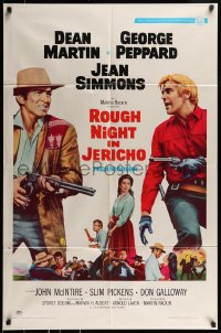 8y719 ROUGH NIGHT IN JERICHO style A 1sh 1967 Dean Martin & George Peppard with guns drawn!