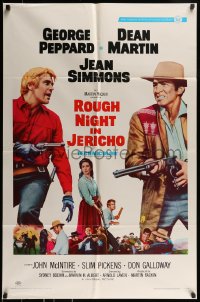 8y720 ROUGH NIGHT IN JERICHO style B 1sh 1967 Dean Martin & George Peppard with guns drawn!