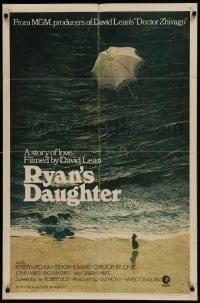 8y725 RYAN'S DAUGHTER style B 1sh 1970 David Lean, art of Sarah Miles by Ron Lesser, pre-awards!