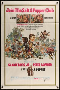 8y727 SALT & PEPPER 1sh 1968 great artwork of Sammy Davis & Peter Lawford by Jack Davis!