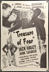 8y735 SCARED STIFF 1sh R1950s great close up image of terrified Jack Haley & Ann Savage silenced!